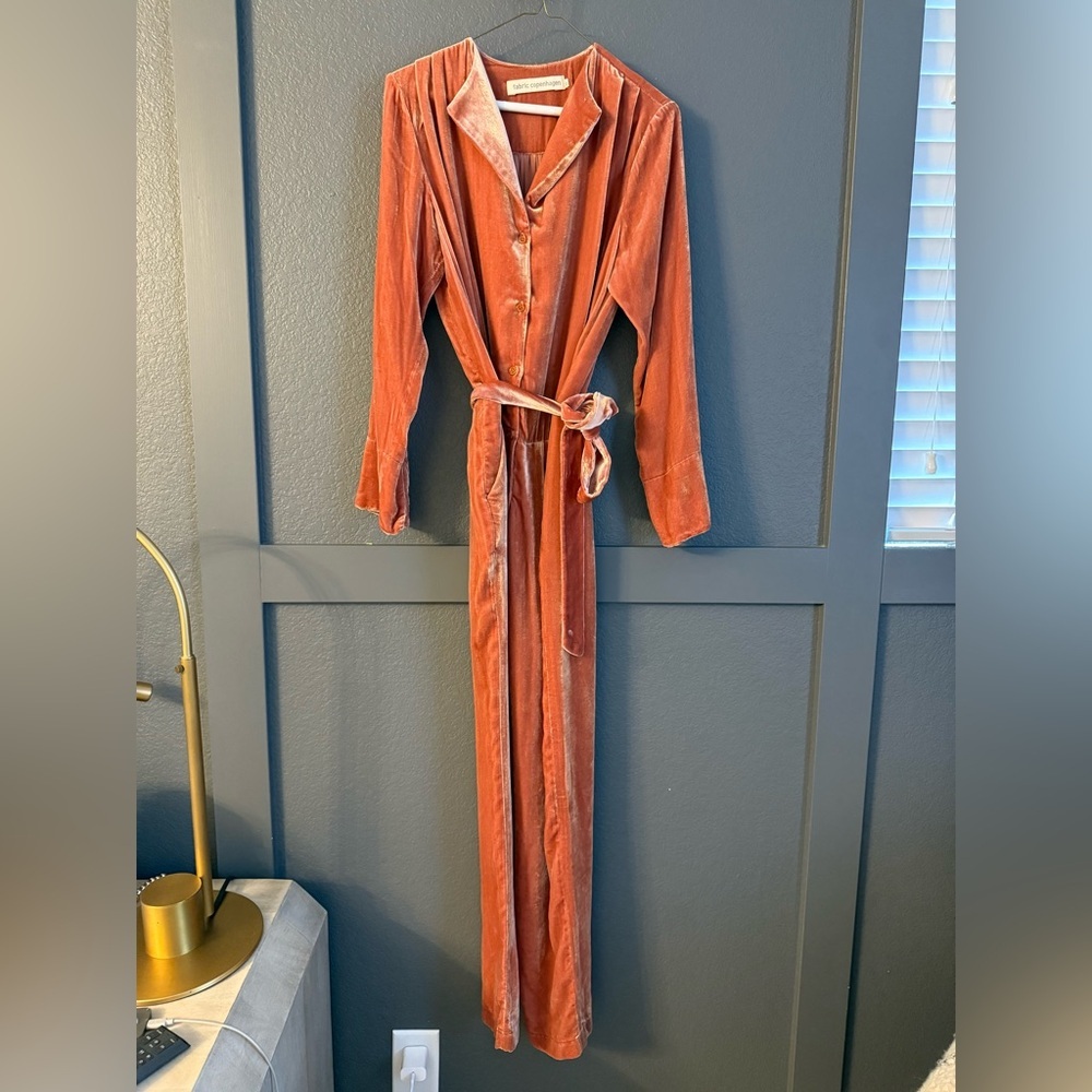 FABRIC COPENHAGEN • Pink silk Velvet Jumpsuit - medium